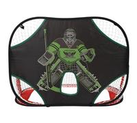 Texvora Red de objetivo de hockey sobre hielo de 35.4 x 23.6 x 23.6 pulgadas con figura de portero, portería de tela Oxford para jóvenes y adultos, herramienta de práctica para interiores y exteriores