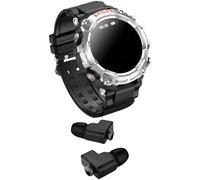 Texvora Reloj inalámbrico 2 en 1 con auriculares, reloj de fitness redondo de 3,86 cm para hombre, reloj inteligente deportivo con música local, asistente de voz IA, respuesta de llamadas, resistente