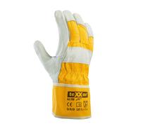 teXXor Guante de piel de vacuno superior K2 Piel Nature/Drell Amarillo (12 pares) 12