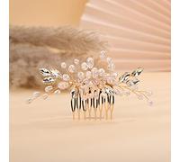 Teyglen Peine para el cabello delicado y simple con diamantes de imitación dorados, azul y negro, para novia, boda, lujoso, cristal brillante, accesorios para el cabello para mujeres y niñas (dorado)