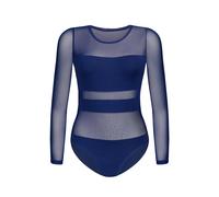 Teyli Body De Manga Larga Para Mujer Elegante Y Cómodo Con Inserciones De Malla Ajustado Suave Y Versátil Ideal Para El Día A Día Y Para Cualquier Ocasión.Azul XL