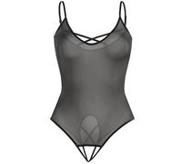 Teyli Body para Mujer Elegante - Top de Malla para Mujer - Body para Mujer, Negro, M