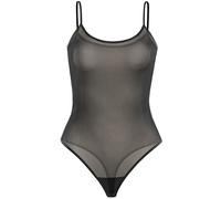 Teyli Body Transparente de Malla con Tirantes Finos - Elegante, Ligero y Sensual. Negro XL