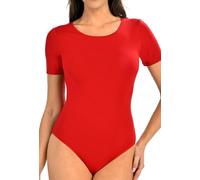 Teyli Bodysuit Mujer - Body clásico de Viscosa con Manga Corta Que combina un Corte Atemporal con Comodidad y un Ajuste Silueta.Rojo XXL