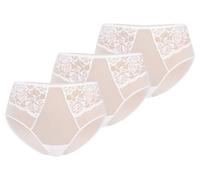 Teyli Braguita Mujer de Malla Transparente en Pack de 3 - Bikinis y Braguitas de Talle Alto para Mujer - Braguita de Talle Alto con Forro de algodón. Blanco L