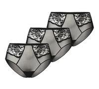 Teyli Braguita Mujer de Malla Transparente en Pack de 3 - Bikinis y Braguitas de Talle Alto para Mujer - Braguita de Talle Alto con Forro de algodón. Negro XXL