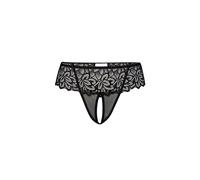 Teyli Braguitas Sin Entrepierna de Encaje con Acabado Delicado - Sexy, Cómodas Ocasiones Especiales. Negro S/M