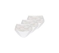 Teyli Calzoncillos de Cintura Alta de algodón para Mujer con Encaje, 3 Unidades, Blanco, L