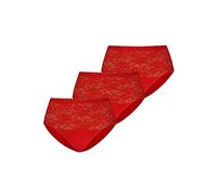 Teyli Calzoncillos de Cintura Alta de algodón para Mujer con Encaje, 3 Unidades, Rojo, XL