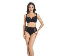 Teyli Sujetador de Algodón para Mujer - Sujetador Suave y Reductor con Aros - Tirantes Ajustables, Soporte Óptimo y Elegante Ribete de Encaje - Ideal para Uso Diario Negro 125G