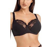Teyli Sujetador en Algodón - con Aros - Ajustable, Suave y Decorado con Encaje para Mujer Negro 105C