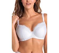 Teyli Sujetador para Mujer - Sujetador Suave Reductor con Aros, Tirantes Ajustables y Ribete de Encaje Pechos Grandes con Soporte Fuerte Blanco 100D