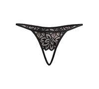 Teyli Tanga Abierta para Mujer con Encaje Elegante Cómoda Transpirable Y Elástica para Ocasiones Especiales.Negro L/XL