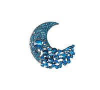 Teyolo Broche de luna/sol con diamantes de imitación para mujer, broche celestial de cristal, elegante, accesorios de traje de vestir, joyería, Cobre, No es una piedra preciosa