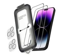 Teyomi 2 Piezas Protector Pantalla para iPhone 14 Pro Max, 2 Piezas Protector de cámara para iPhone 14 Pro Max, Eliminación Automática del Polvo, anti-huellas dactilares， HD Transparente