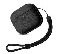 Teyomi Funda Compatible con AirPods 4 con Correa de Mano, Funda Protectora para Airpods 4, TPU Diseño de Textura para Airpods 4 Case, Soporta Carga inalámbrica (Negro)