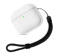 Teyomi Funda Compatible con AirPods 4 con Correa de Mano, Funda Protectora para Airpods 4, TPU Diseño de Textura para Airpods 4 Case, Soporta Carga inalámbrica (Blanco)