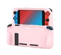 Teyomi® Funda Protectora de Silicona Compatible con Nintendo Switch Grip Cover con 2 Ranuras de Almacenamiento para Tarjetas de Juego, antiarañazos y diseño de Ranura de Cassette (Rosa)
