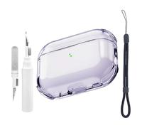 Teyomi Funda Transparente Compatible con Airpods Pro 3 con Kit de Limpieza, Funda Protectora de TPU Suave Compatible con Airpods Pro 3 con Correa de Mano, Soporte para Carga inalámbrica(Violeta)