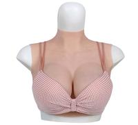 TEYVIYI Pechos de silicona realista con sangre B-H Cup formas de pecho imitan textura de la piel para crossdresser drag queen cosplay, Beige-algodón, B
