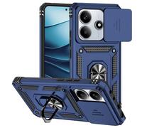 TEYYOS Funda de Armadura para el Xiaomi Redmi Note 14 5G, Carcasa Anti-caída con Tapa Corrediza y Soporte - Azul