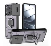 TEYYOS Funda de Armadura para el Xiaomi Redmi Note 14 5G, Carcasa Anti-caída con Tapa Corrediza y Soporte - Púrpura