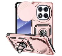 TEYYOS Funda de Armadura para el Xiaomi Redmi Note 14 Pro 5G/Xiaomi Poco X7 5G, Carcasa Anti-caída con Tapa Corrediza y Soporte - Oro Rosa