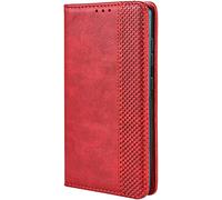 TEYYOS Funda Leather Folio para el ZTE Blade A76 5G, PU/TPU Premium Flip Billetera Carcasa Libro de Cuero con Ranuras y Tarjetas - Rojo