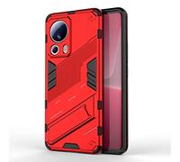 TEYYOS Funda para el Xiaomi 13 Lite, TPU+PC Carcasa Antigolpe Shell con Soporte, Heavy Duty Armor Protection Case - Rojo
