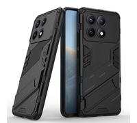 TEYYOS Funda para el Xiaomi Poco X6 Pro 5G, TPU+PC Carcasa Antigolpe Shell con Soporte, Heavy Duty Armor Protection Case - Negro