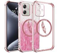 TEYYOS Funda para Motorola Moto G54 5G, Funda Protectora Híbrida Transparente con Brillo Electrochapado, Carcasa de Parachoques de TPU Ultrafina Resistente a Arañazos Case Cover, Rosa