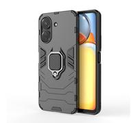 TEYYOS Funda para Xiaomi Redmi 13C/Xiaomi Poco C65, Carcasa TPU/PC Hybrid Case con 360° Soporte, Robusta Silicona Estuche, Antigolpes Cover Caso Negro