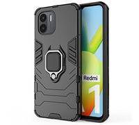 TEYYOS Funda para Xiaomi Redmi A1, Carcasa TPU/PC Hybrid Case con 360° Soporte, Robusta Silicona Estuche, Antigolpes Cover Caso Negro