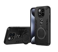 TEYYOS Funda para Xiaomi Redmi Note 14 Pro Plus 5G/Note 14 Pro+, Carcasa PC/TPU Hybrid Case con 360° Soporte, Robusta Silicona Estuche, Antigolpes Cover Caso Negro