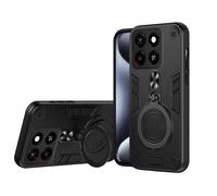 TEYYOS Funda para ZTE Blade A35, Carcasa PC/TPU Hybrid Case con 360° Soporte, Robusta Silicona Estuche, Antigolpes Cover Caso Negro