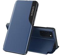 TEYYOS Funda Smart View para Xiaomi Redmi Note 13 Pro Plus 5G/Note 13 Pro+ 5G, Prima PU Cuero Carcasa con Clear Ventana, Moda Espejo Estuche Movil con Soporte Plegable, Case Cover - Azul
