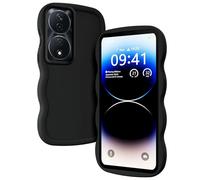 TEYYOS Funda Suave Silicone para Honor 90 Smart 5G/Honor X7b, Diseño de Marco Ondulado Lindo, Antiarañazos, Ntigolpes, Antihuellas, Ultrafina TPU Case Cover, Negro