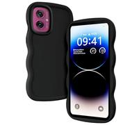 TEYYOS Funda Suave Silicone para Motorola Moto G55 5G, Diseño de Marco Ondulado Lindo, Antiarañazos, Ntigolpes, Antihuellas, Ultrafina TPU Case Cover, Negro