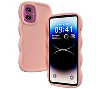 TEYYOS Funda Suave Silicone para Motorola Moto G55 5G, Diseño de Marco Ondulado Lindo, Antiarañazos, Ntigolpes, Antihuellas, Ultrafina TPU Case Cover, Rosa