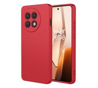 TEYYOS Funda Suave Silicone para OnePlus 13R, Premium Silicona Líquida Carcasa, Tres Capas Anti-Choques Ultradelgado Protección Case Cover, Rojo