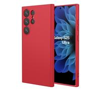 TEYYOS Funda Suave Silicone para Samsung Galaxy S25 Ultra 5G, Premium Silicona Líquida Carcasa, Tres Capas Anti-Choques Ultradelgado Protección Case Cover, Rojo