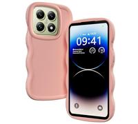 TEYYOS Funda Suave Silicone para Xiaomi 14T, Diseño de Marco Ondulado Lindo, Antiarañazos, Ntigolpes, Antihuellas, Ultrafina TPU Case Cover, Rosa