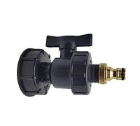 TF IBC Adaptador con grifo de 3/4" para tanque de agua de lluvia y bidón, S60 * 6 tapa + válvula + hozelock