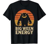 tf6jres Big Ween Energy Vintage Halloween Monster Spooky Pumpkin Gift Unisex T-Shirt Black XL