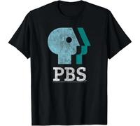tf6jres Blue Teal and White Logo Public Broadcasting Service T-Shirt Black XL