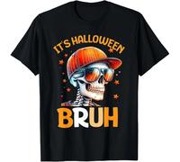 tf6jres Bruh Halloween Boys Kids Halloween Skeleton T-Shirt Unisex T-Shirt Black S