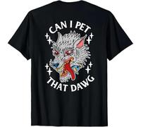 tf6jres Can I Pet That Wolf Tattoo Art Back Men Women Unisex T-Shirt Black L