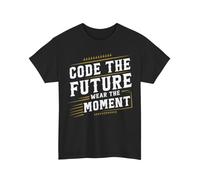 tf6jres Code The Future Wear The Moment - Unisex Heavy Cotton T-Shirt Motivational Gift (1) Black M