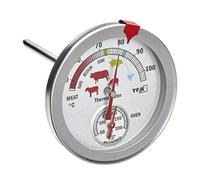 TFA Dostmann 14.1027 Termómetro analógico de horno de acero inoxidable resistente al calor con diferentes niveles de cocción para medir la temperatura central, color plateado