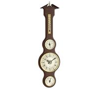 TFA Dostmann 45.3004 - Estación meteorológica clásica en forma de Sheraton, de madera maciza, 155 x 45 x 602 mm, con barómetro, termómetro, higrómetro y reloj, caoba